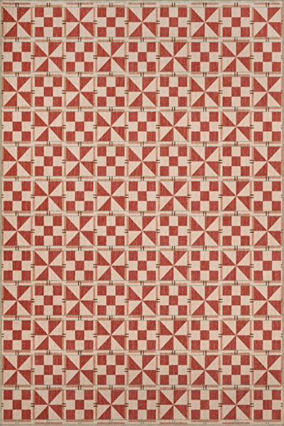 Rugs Modern Halı Geometric Patterned Decorative Carpet in Red and Pink Shades...