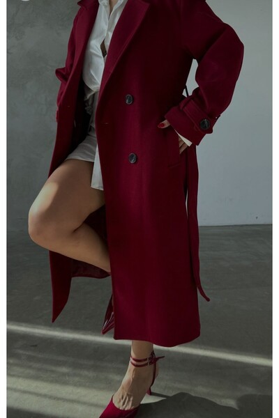 MAS BUTİK KADIN KIŞLIK BELDEN KUŞAKLI KAŞE KABAN