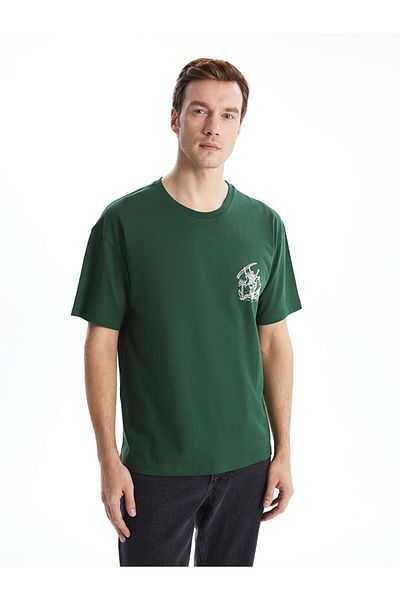 LC Waikiki New Season Crew Neck Κοντό μανίκι εμπριμέ χτενισμένο βαμβακερό ανδρικό Tisort - S5K343Z8