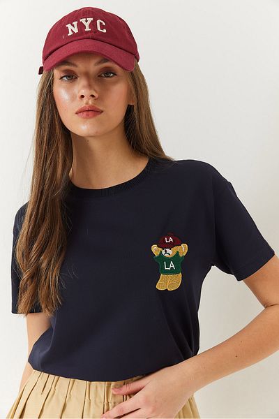 Bianco Lucci Teddybär bedrucktes Damen-T-Shirt - 60602007