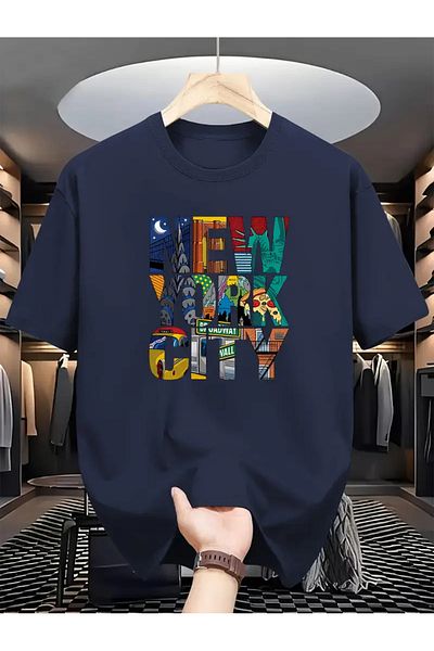 Karatopak Μπλουζάκι με στάμπα της Νέας Υόρκης Unisex Oversize Crew Neck