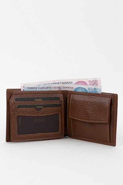 Fossil Boxed Genuine Leather Horizontal Tan Small Size Men's Hand Portfolio Wallet