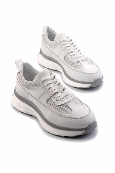 Bambi Tenis pentru bărbați din piele albă E 01585734703