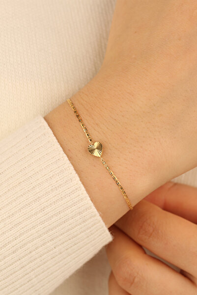 Çgk Çiğdem Gürel Kuyumculuk 14 Ayar Kalp Altın Bileklik