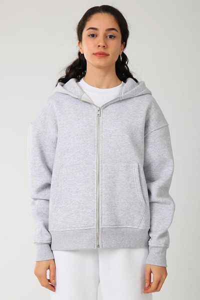Coredra Basic Women's Oversize Fit Hoodie and Zipper Top