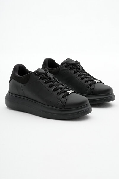 PowerSpeed Unisex Siyah Rahat Kalıp Yüksek Taban Bağcıklı Spor Ayakkabı