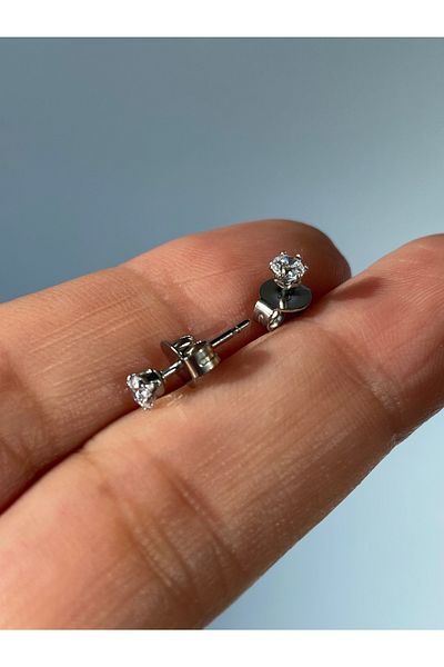 kurukafagift Solitaire Steel Zircon Stone 1 Pair Earrings