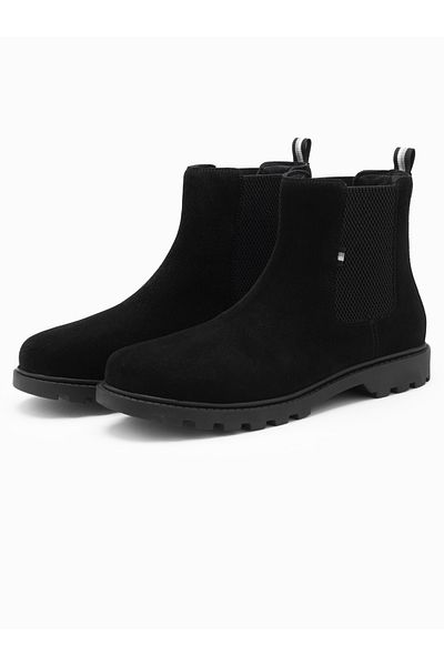 OMBRE Slip-On Wildleder Herrenschuhe mit hohem Schaft - schwarz V1 OM-FOBO-0173 46