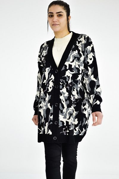 Tuğra Camouflage Patterned Knitwear Jacket