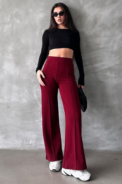 Madmext Burgunderrote Damen-Leggings mit hoher Taille und ausgestelltem Bein Mg2287