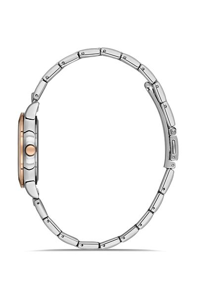 Romanson Rm4205Uu1Jab6R Steel Cord Rose Gold Silver Color Women's Wristwatch with Stone Calendar