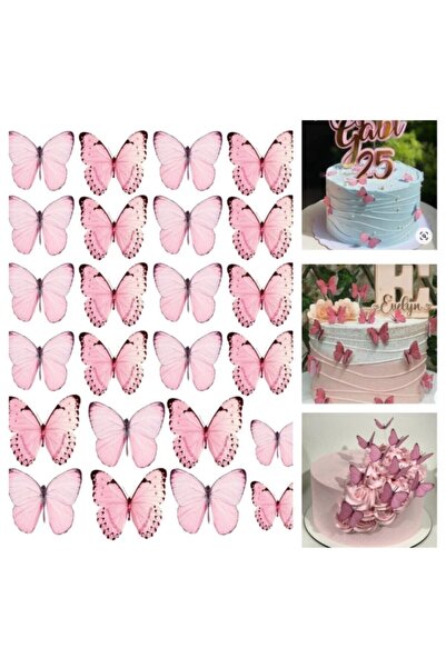 SEVVOM Boutique Kelebek Resimli Yenilebilir Şeker Kağıdı Pasta Ve Kurabiye Ba...