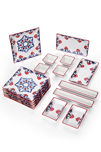 Piatti Naturali 16 Pieces 6-Person Tile Breakfast Set Handmade Breakfast Presentation Set Serving Plates