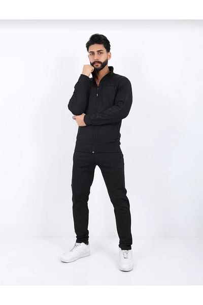 Tuwan Men's Diver Fabric Digital Printing Raised Zippered Stand Collar Tracksuit Set
