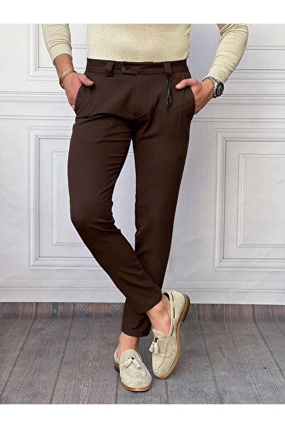 MODEFENDİ Slim Fit Kalıp Düz Kumaş Pantolon