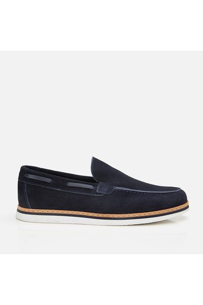 Hotiç Genuine Leather Navy Blue Men's Loafer