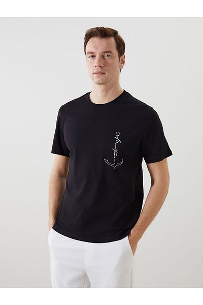 LC Waikiki Νέα σεζόν Crew Neck κοντομάνικο εμπριμέ χτενισμένο βαμβακερό ανδρικό Tisort - S5JI58Z8
