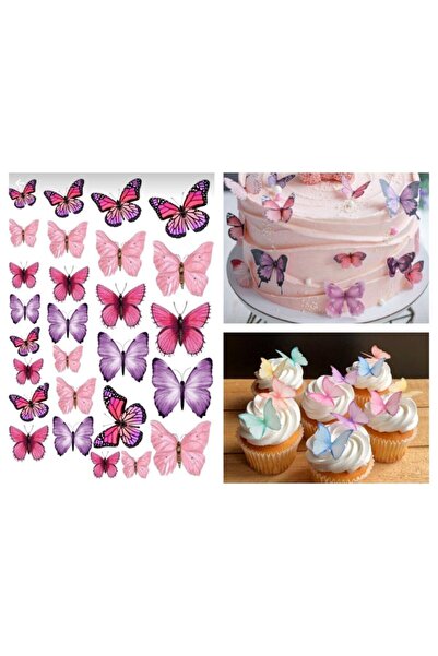 SEVVOM Boutique حجم ورق A4 - صورة فراشة، طباعة كعكة صالحة للأكل وكوكيز