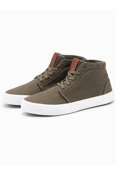 OMBRE Herren High-Top Sneakers aus Baumwoll-Canvas - oliv V4 OM-FOTH-0156 46