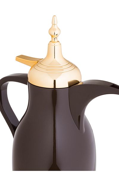 HIC Nora Single Thermos Dallah 1 Liter Brown with Gold