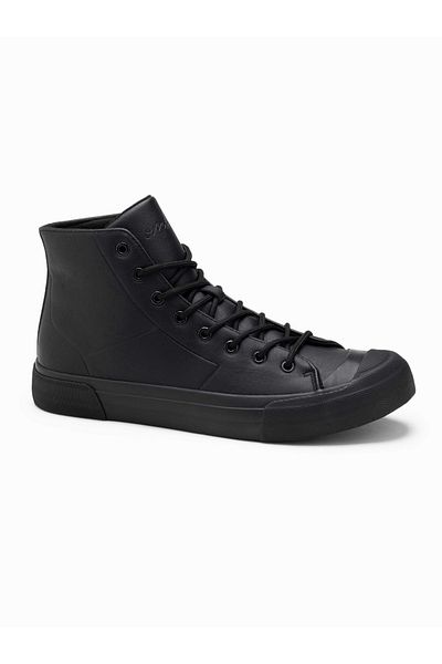 OMBRE Pánské vysoké tenisky s gumovou špičkou - černé V6 OM-FOSH-0138 42