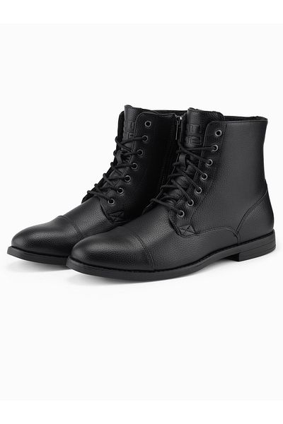 OMBRE Herrenschuhe aus Ökoleder mit isoliertem hohem Schaft - schwarz V1 OM-FOBO-0172 (SCHWARZ) 43