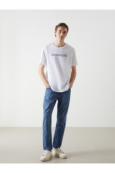 LC Waikiki Tricou pentru bărbați din bumbac pieptănat imprimat cu mânecă scurtă, sezon nou - S5J874Z8