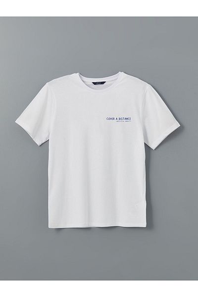 LC Waikiki Tricou pentru bărbați din bumbac pieptănat cu mânecă scurtă cu decolteu