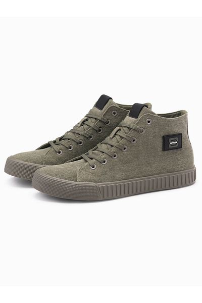 OMBRE Herren High Top Canvas Sneakers - Oliv V2 OM-FOTH-0186 44
