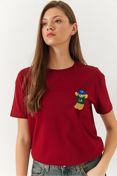 Bianco Lucci Tricou de damă cu imprimeu ursuleț - 60602007