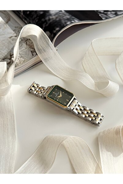 Daniel Klein Gold Gümüş Renk Yeşil İç Kadran Kadın Kol Saati