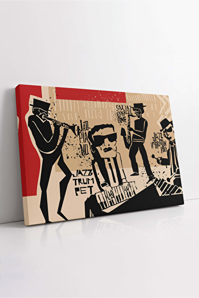 KOSS Dijital Абстрактна група за джаз музика Декоративна картина върху платно...