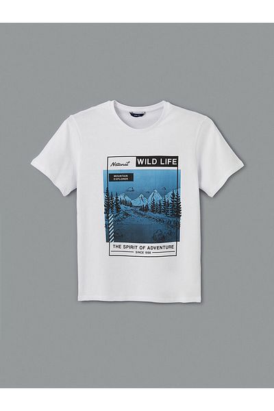 LC Waikiki Tricou pentru bărbați din bumbac pieptănat imprimat cu mânecă scurtă, sezon nou - S5I573Z8