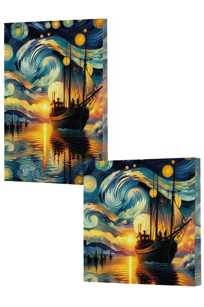 Dokuz Yayınları Van Gogh 2 Ship Notebook Set - with 14X20 Lines and 15X15 Lines (320 Sheets)
