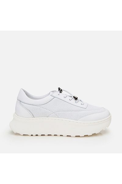 Hotiç Pantofi sport de damă albi din piele naturală