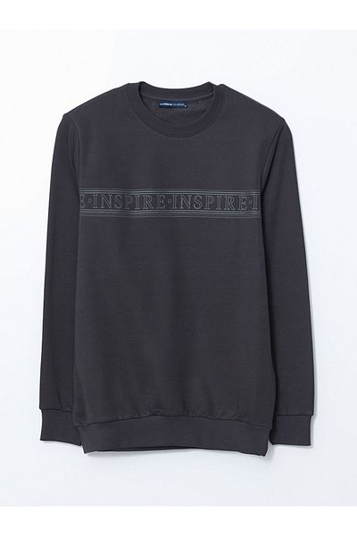 LC Waikiki Lcwaikiki Classic Crew Neck Long Sleeve Printed Men's Thick Sweatshirt