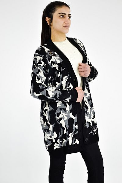 Tuğra Camouflage Patterned Knitwear Jacket