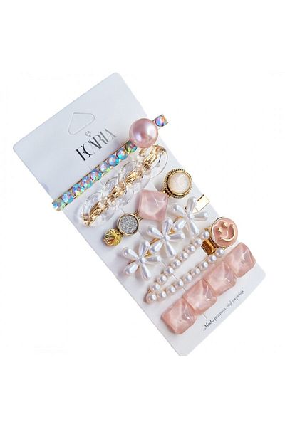 ECARLA Roz Set 6 Agrafe Irizante - Set 6 Agrafe Irizante Roz