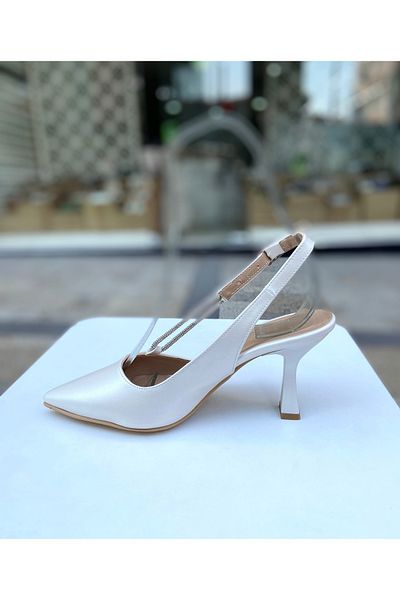 Gloriys Ayakkabı & Çanta Pearl Leather Pearls 9 cm Heel Shoes 01314