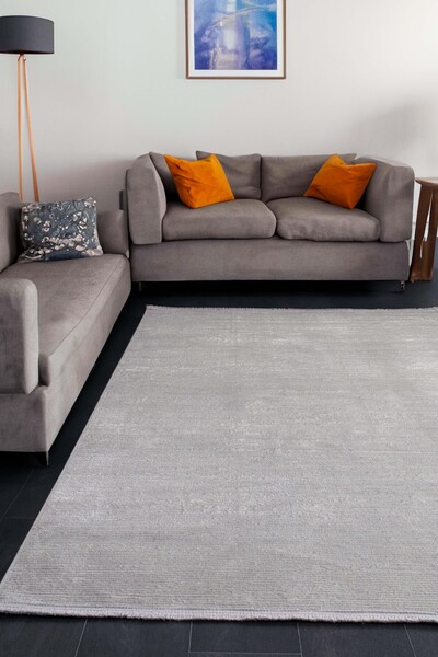 KREASYON HALI Kadifem KD008 Gri Yumuşak Dokulu Salon Mutfak Koridor Oturma Odası Yolluk Halı Makine Halısı