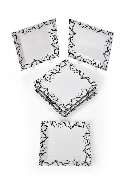 Piatti Naturali Set of 6 Stylish Design Handmade Marble Pastry Plates Presentation Set Serving Plates Dessert Plate 20cm