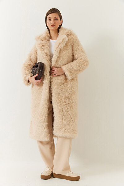 Bianco Lucci Γυναικείο μακρύ γούνινο παλτό 2614 60261064