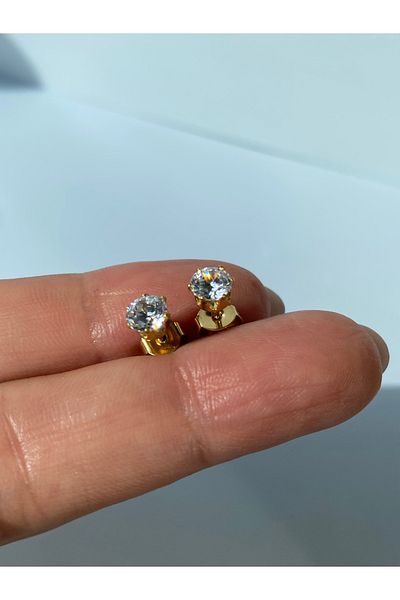kurukafagift Solitaire Steel Zircon Stone 1 Pair Earrings