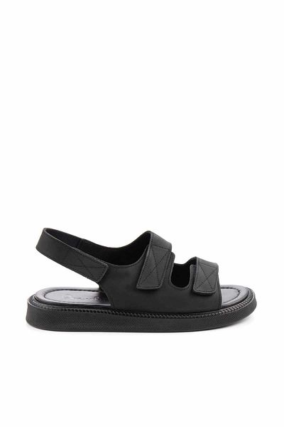 Bambi Black Genuine Leather Men's Sandals E 05801201503