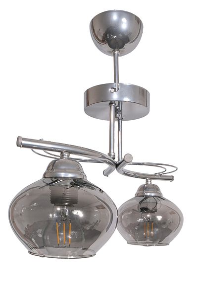 Fer Avize Rengin Modern Chrome Color 2-Piece Glass Chandelier Living Room - Kitchen - Bedroom