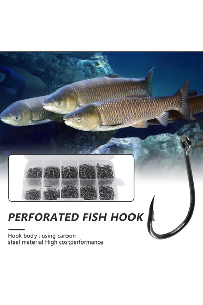 BGA 500 adet kutulu Çelik Halkalı olta kancası 3-12 no olta balık iğne seti