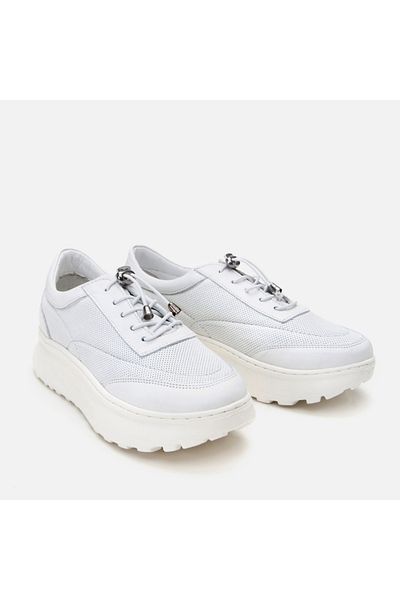 Hotiç Pantofi sport de damă albi din piele naturală