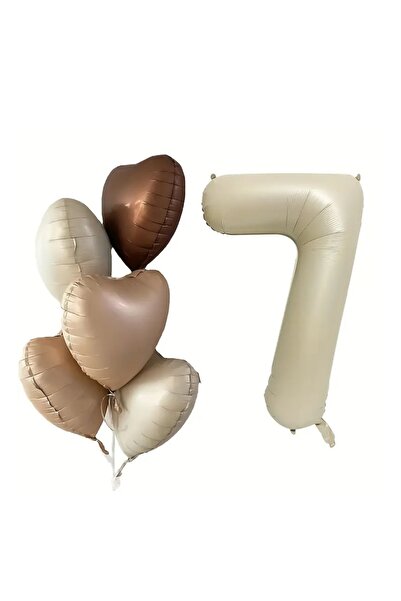 ATAKENT PARTİ مجموعة بالونات عيد ميلاد ريترو بيج بعمر 7 سنوات - لاتيه وقلب