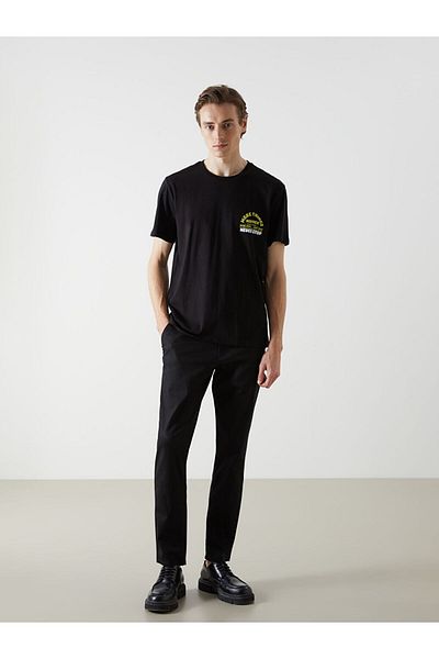 LC Waikiki Νέα σεζόν Crew Neck κοντομάνικο εμπριμέ χτενισμένο βαμβακερό ανδρικό Tisort - S5JI61Z8