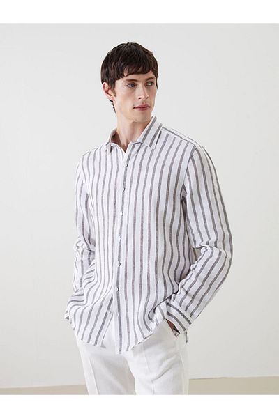 LC Waikiki Regular Fit Long Sleeve Striped Linen Men's Shirt